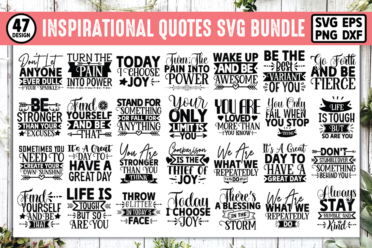 Inspirational Quotes SVG Bundle, an Illustration by crafthome (Photo 1 of 3)