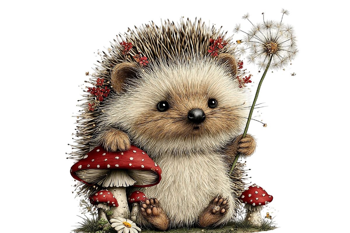 whimsical spring hedgehog clipart, an Illustration by Designworld (Photo 4 of 4)