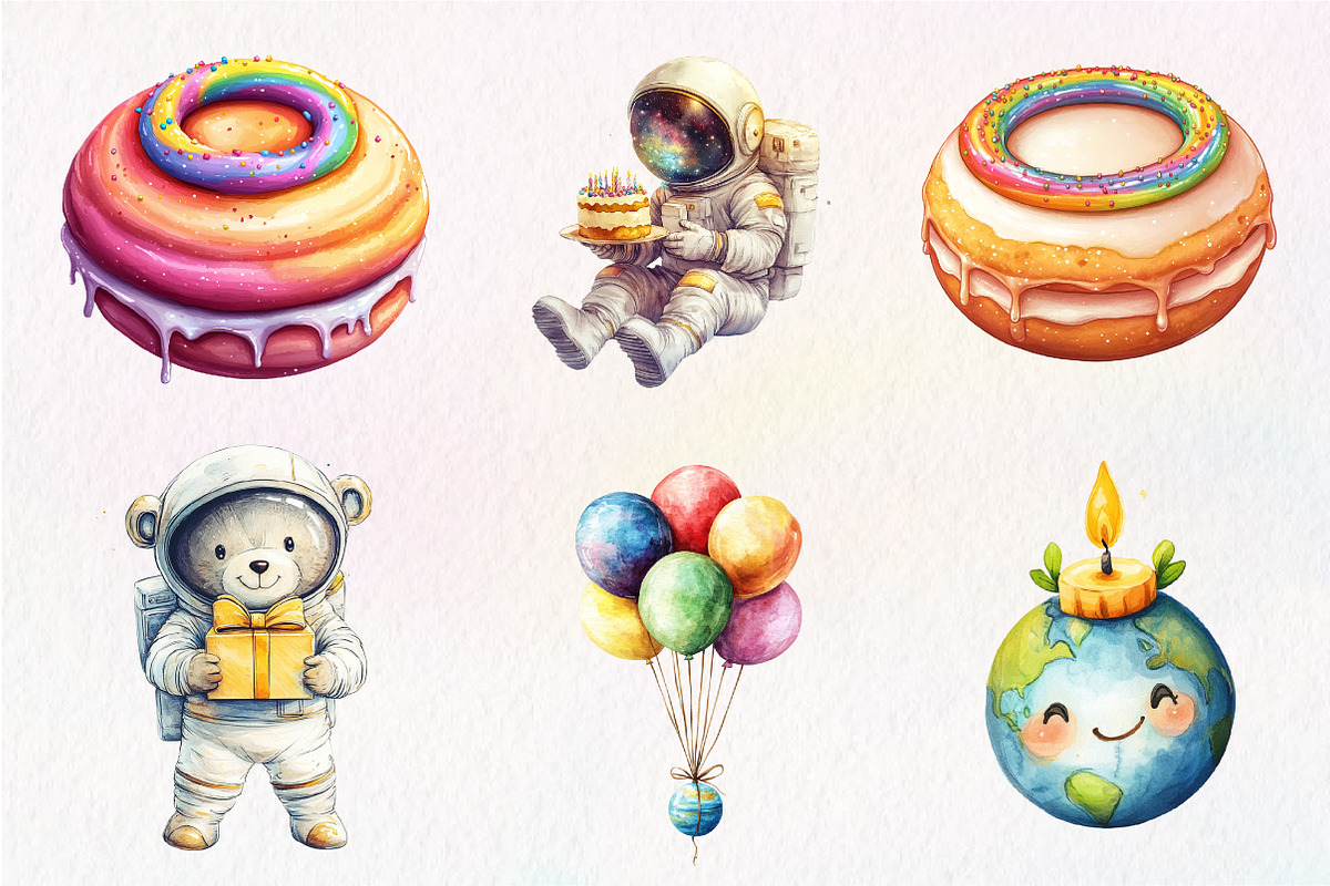 Cute Space Clipart, Space Birthday, an Illustration by CreationArt (Photo 3 of 5)