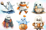 Watercolor Funny Autumn Ghost PNG, a Seasonal Illustration by Canvas Craft (Thumbnail 4 of 8)