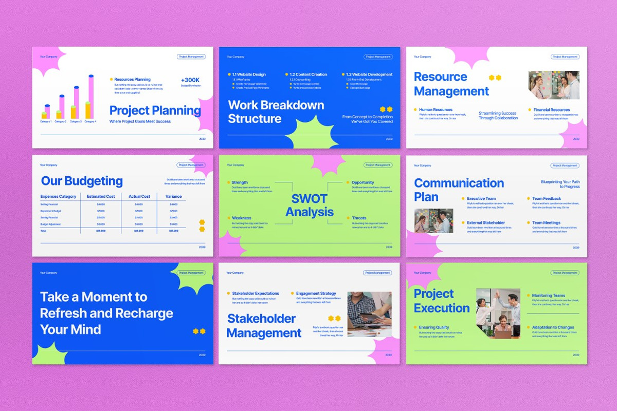 Blue Project Management Google Slide, a Presentation Template by graphicook (Photo 3 of 5)