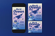 Blue Pink World Ocean Day Flyer Set, a Flyer Template by graphicook (Thumbnail 3 of 3)