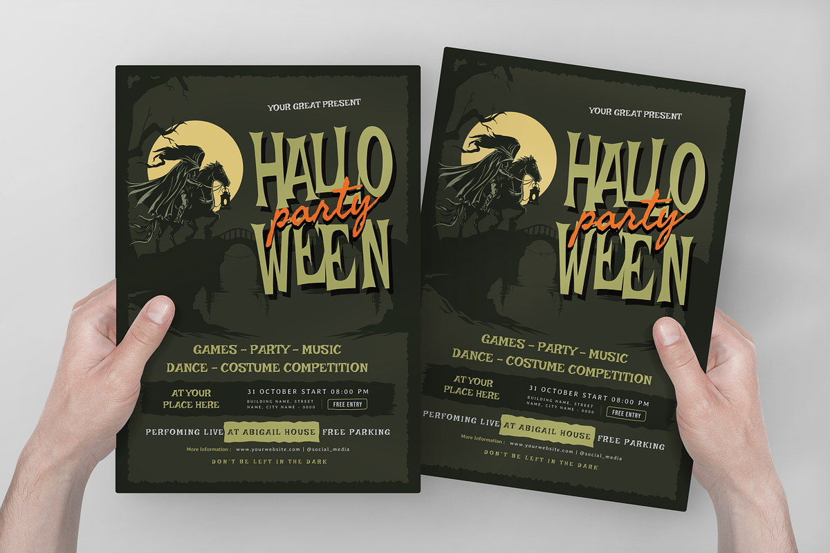 Green Halloween Night Party Flyer, a Flyer Template by Annora Studio (Photo 4 of 5)