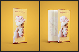 Yellow Roll Up Banner Mockup - 4 PSD, an Advertising Mockup by Muhazdinata