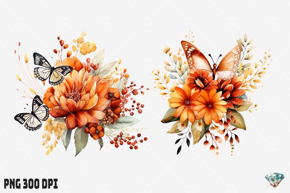 Autumn Butterfly Flowers, an Illustration by Gemstone (Photo 3 of 12)
