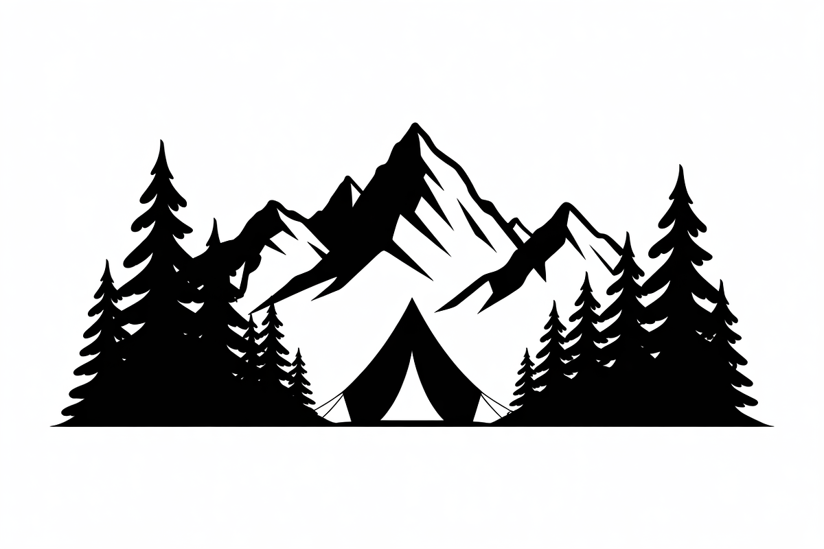 silhouette camping tent mountain, an Illustration by Amazin_art (Photo 16 of 17)