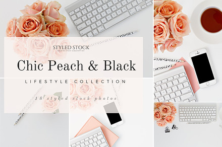 Chic Peach & Black Photo Collection, a Business Photo by Fempreneur Styled Stock