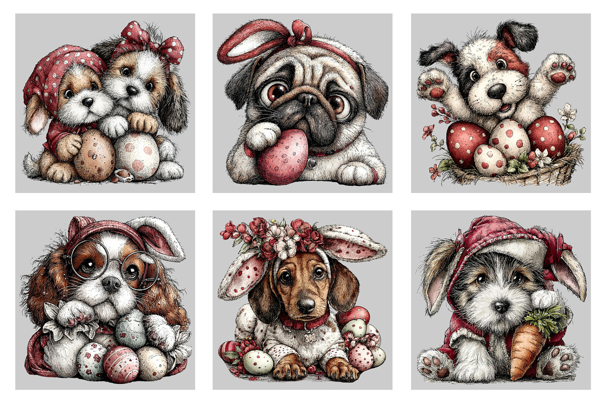 Whimsical Easter Dog Clipart, an Illustration by Black Bird Studio (Photo 5 of 5)