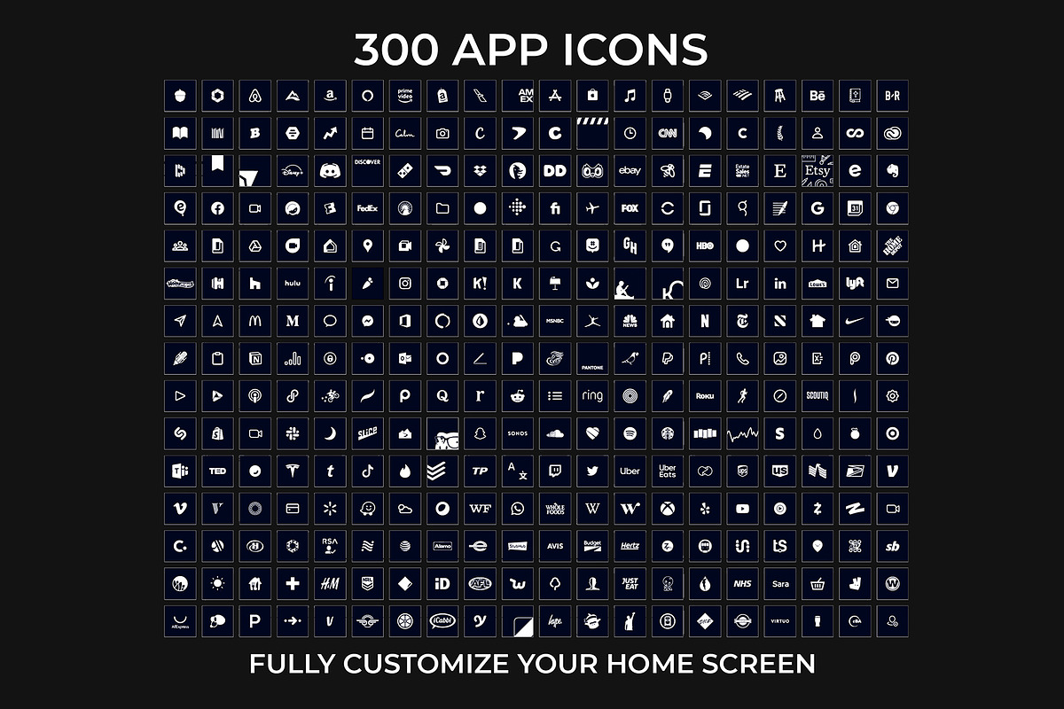300 Dark Navy Minimal iOS Icon Pack, an Icon by A Good Design Studio (Photo 4 of 5)