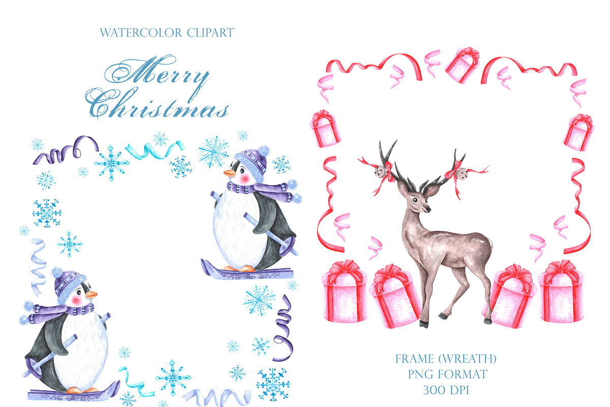Winter adventures watercolor set., a Seasonal Illustration by SabinaWatercolorArt (Photo 9 of 17)