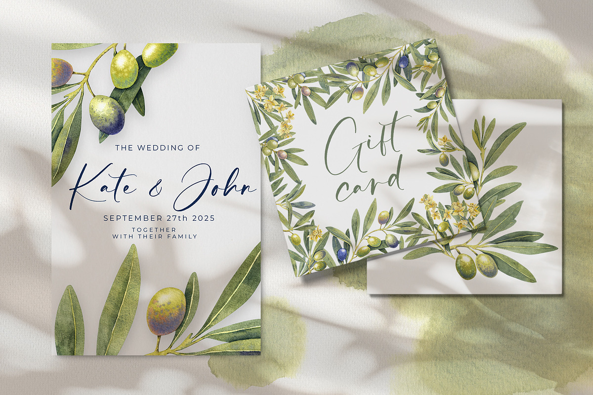 Olive Branches Watercolor Clipart, a Food Illustration by YarovaArt (Photo 4 of 28)