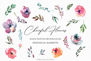 Cheerful Flowers-Watercolor Clipart, a Decorative Illustration by MariaScaroniAtelier (Thumbnail 2 of 7)