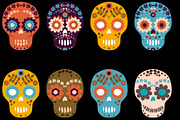 Sugar skull, Day of the Dead clipart, a Decorative Illustration by Pravokrugulnik (Thumbnail 2 of 2)