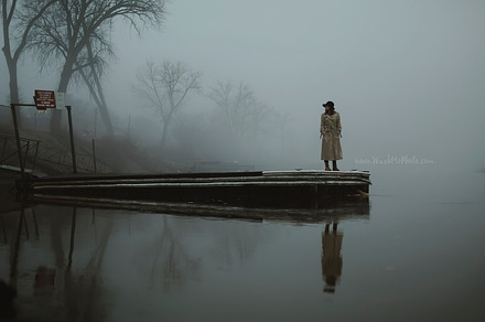 Mysterious girl on dock