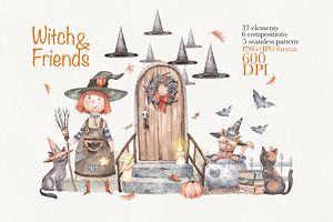 37 Halloween Watercolour Clipart