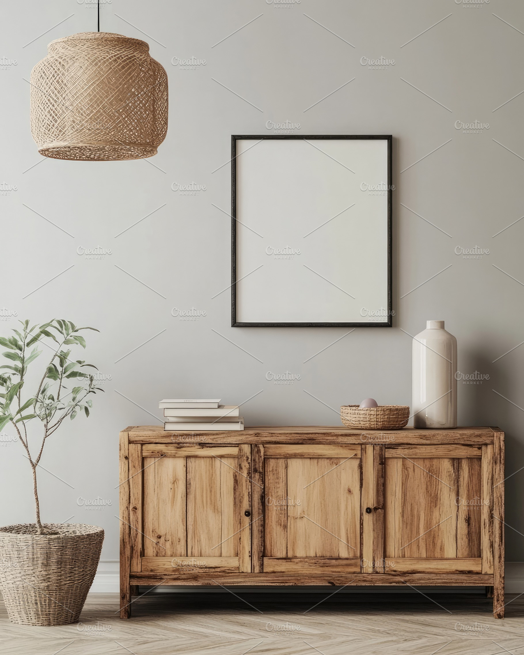 Rustic Cabinet with Frame, mockup, an Architecture Photo by Virgo Studio