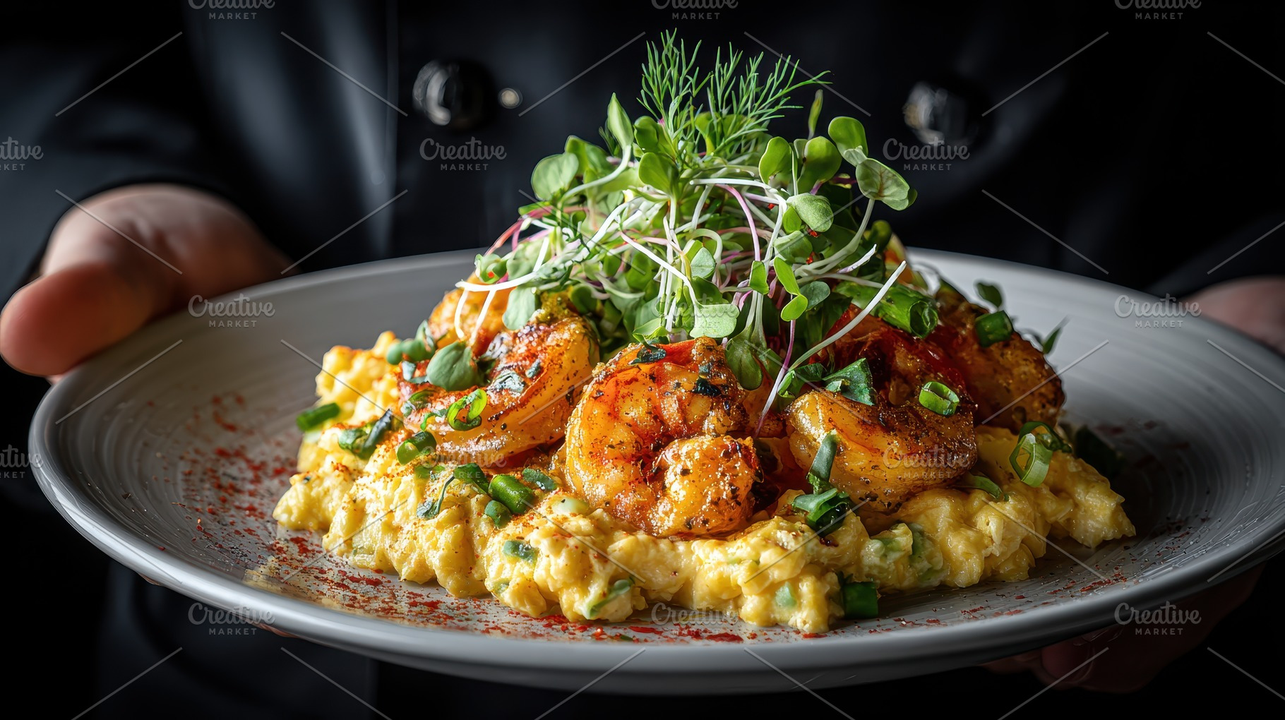 Gourmet Shrimp and Scrambled Eggs Di, a Photo by Pixeness Studio