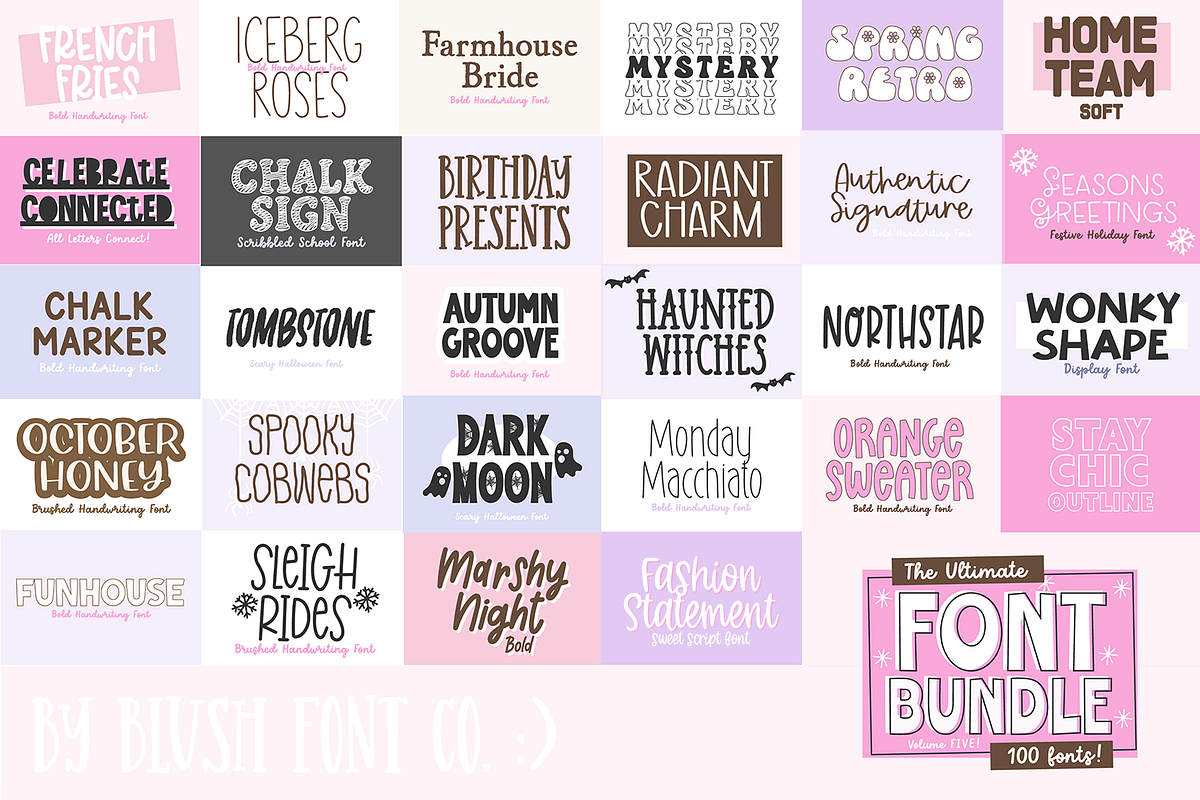 100 Fonts! ULTIMATE FONT BUNDLE V5, a Handwritten Font by Blush Font Co. (Photo 4 of 4)