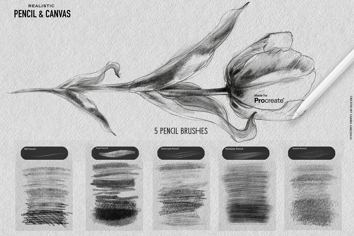 Real Pencil & Canvas for Procreate, a Brush Add-On by Liquid Amethyst Art (Photo 3 of 6)