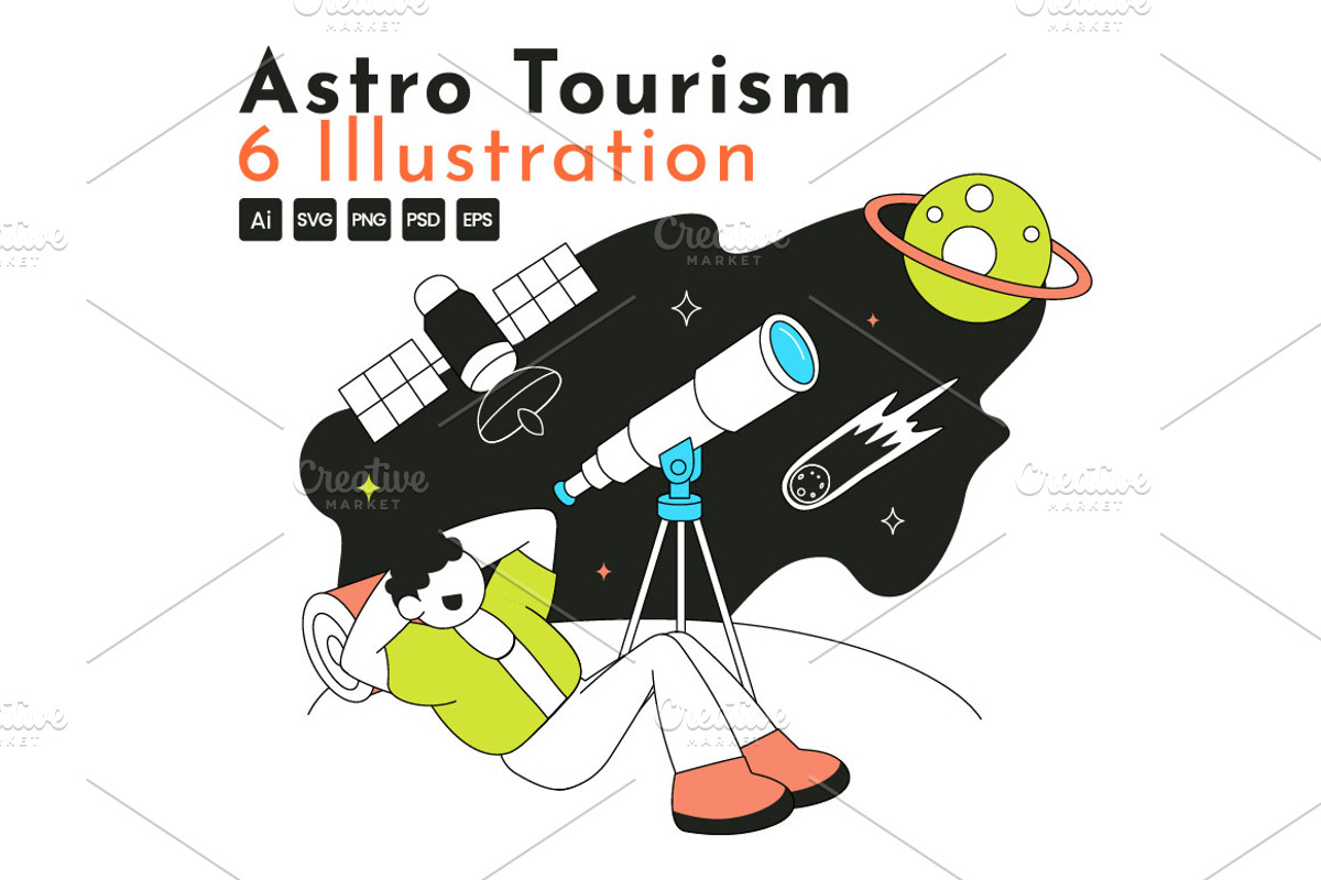 6 Astro Tourism Vector Illustration, a Person Illustration by denayunebgt (Photo 1 of 3)