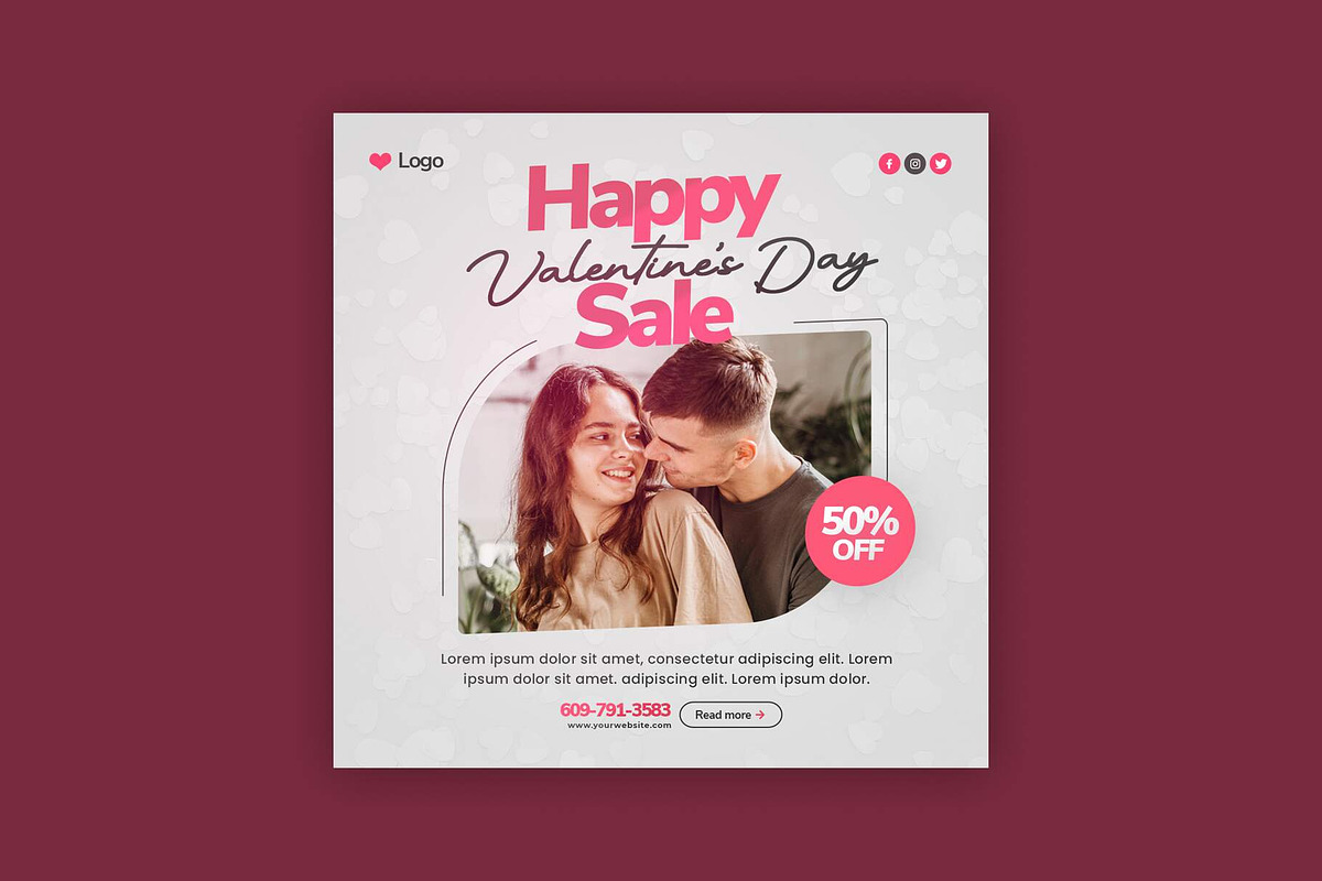 Valentine's Day Social Media Post, a Social Media Template by Saman Osama (Photo 1 of 2)
