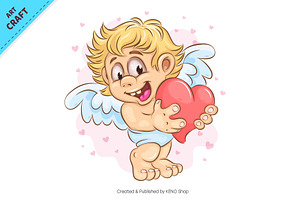 Cute Cartoon Cupid. Clipart