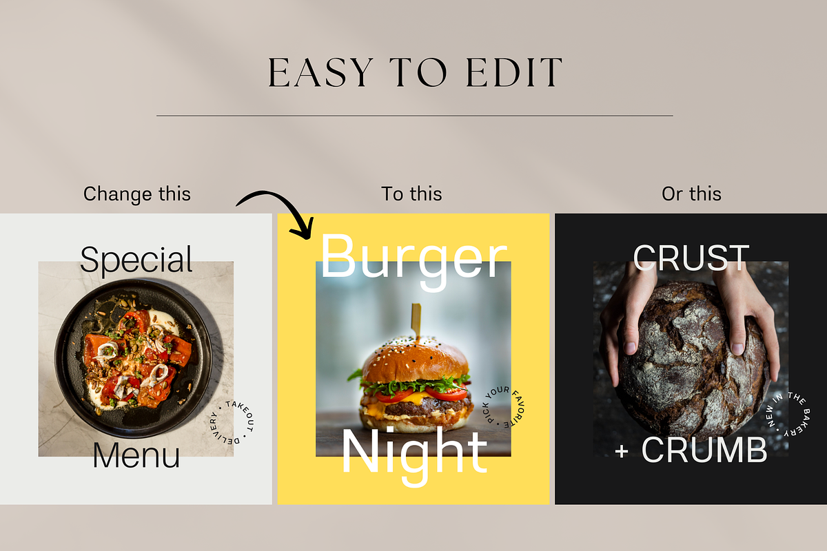 Restaurant Canva Instagram Kit, a Social Media Template by Rose & Co. (Photo 8 of 8)