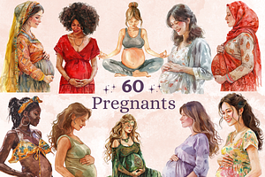 Watercolor Pregnant Clipart