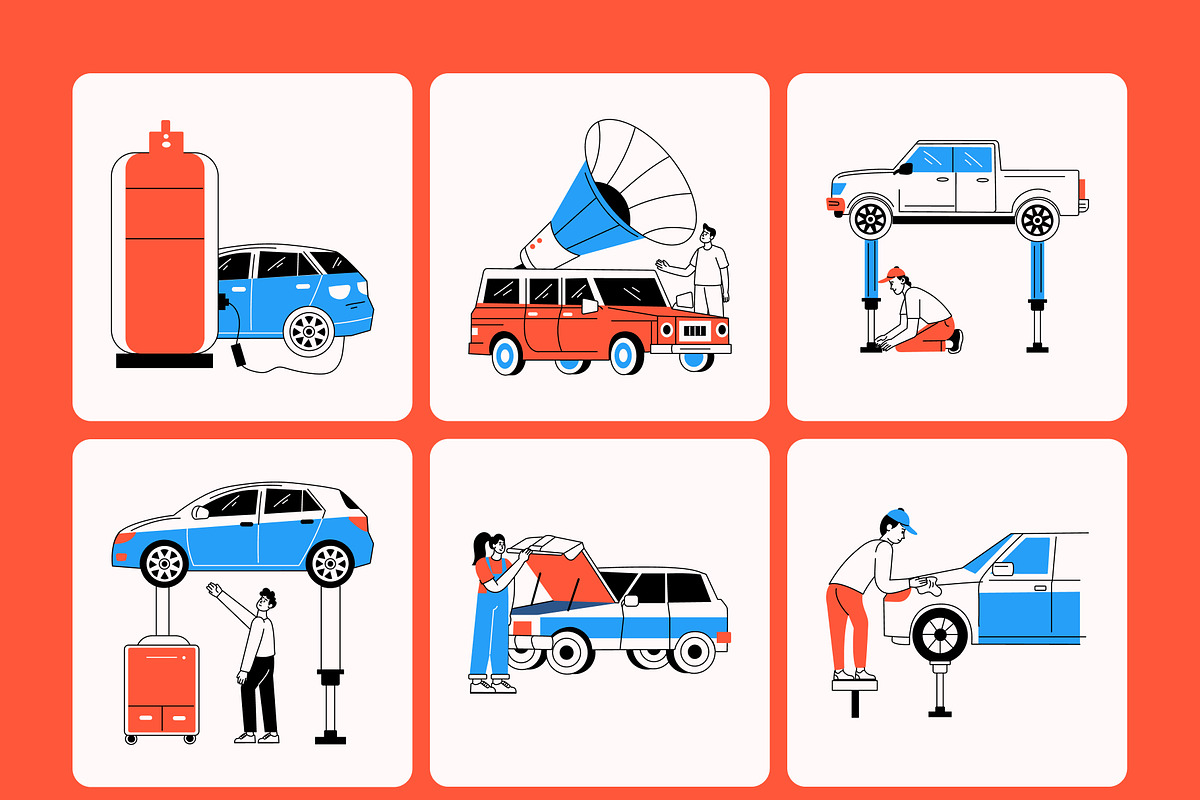 Car Illustration Art Set, an Object Illustration by Vectors Market (Photo 8 of 9)