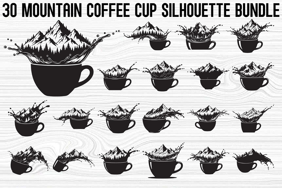 Mountain Coffee Cup Bundle, an Object Illustration by yasushie (Photo 1 of 31)