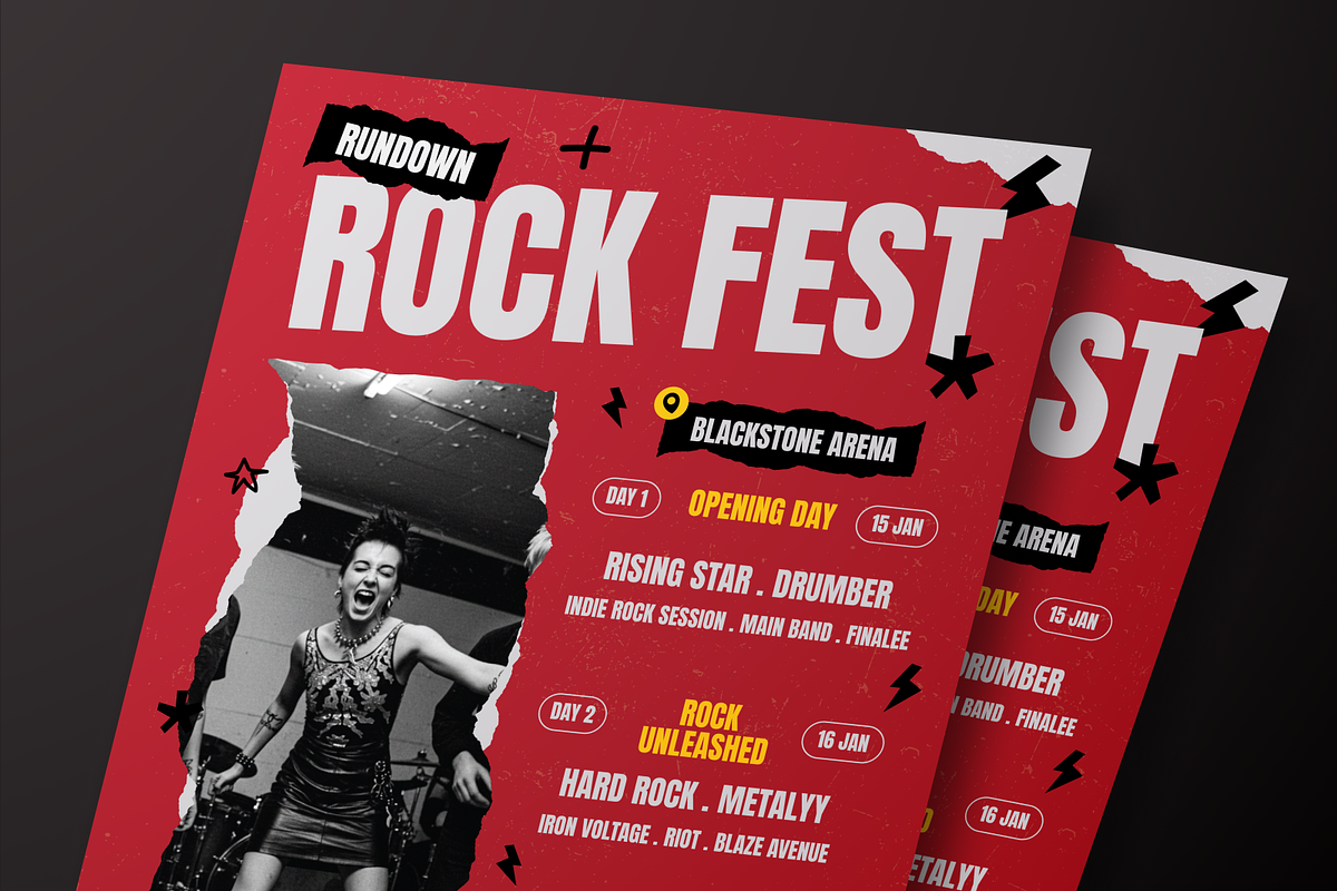 Rock Fest Rundown Flyer Set, a Flyer Template by Annora Studio (Photo 3 of 6)