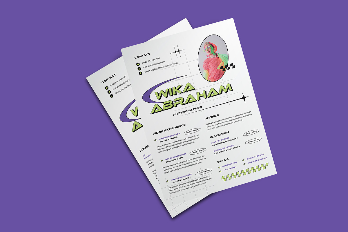 Creative Y2k CV Resume Pack, a Resume Template by Neermana (Photo 2 of 5)