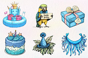 Summer Happy Birthday Clipart, an Illustration by CreationArt (Thumbnail 5 of 5)