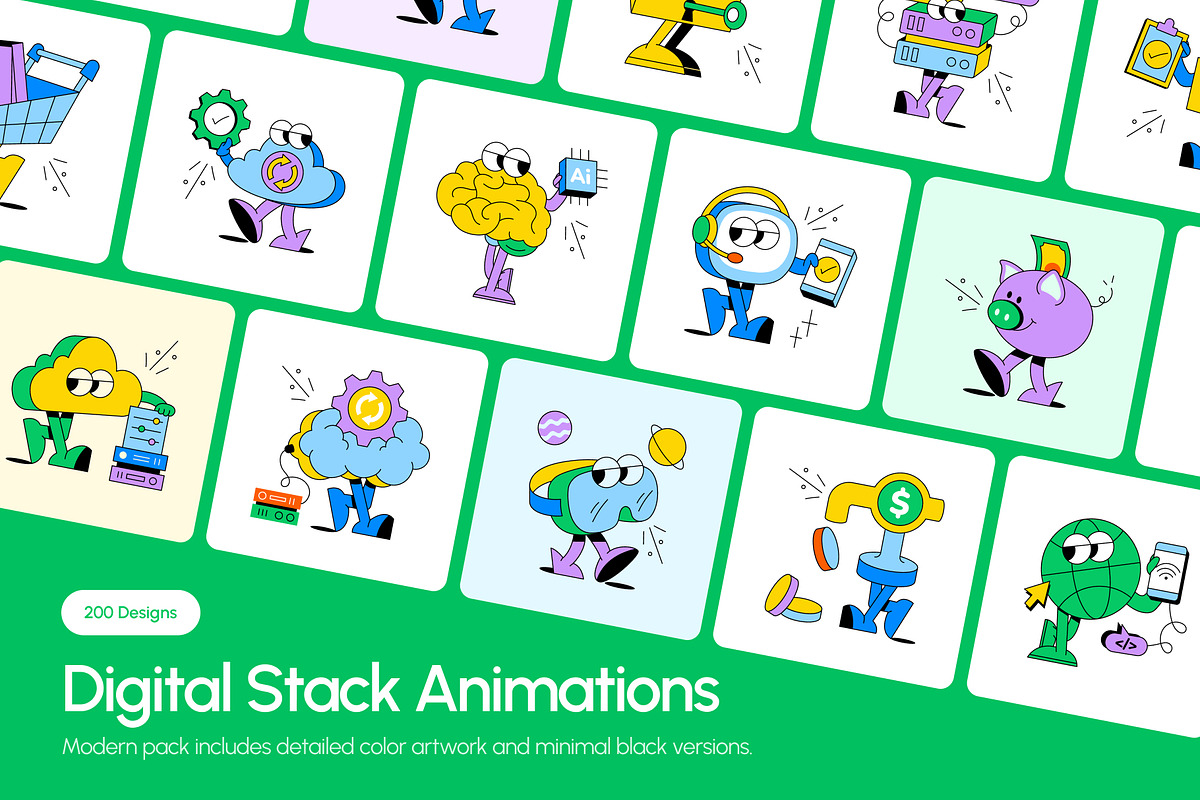 Animated Digital Stack Illustrations, a Technology Illustration by Vectors Market (Photo 1 of 4)
