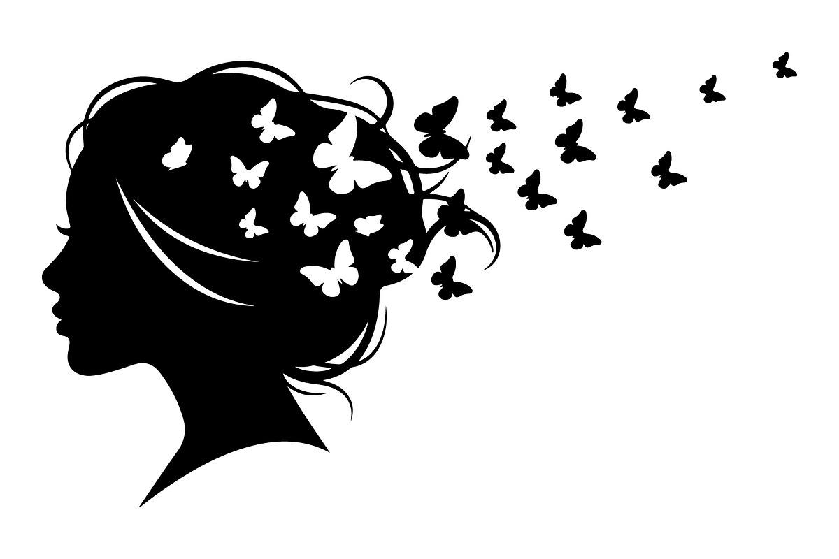 Woman Butterfly Hair Silhouette, an Object 3D Model by yasushie (Photo 12 of 31)