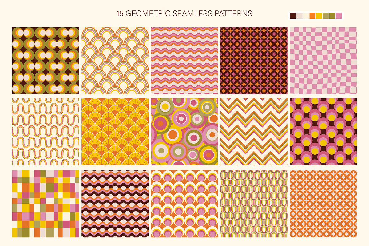 Retro vibes - pattern collection., a Pattern Graphic by rosypatterns (Photo 3 of 7)