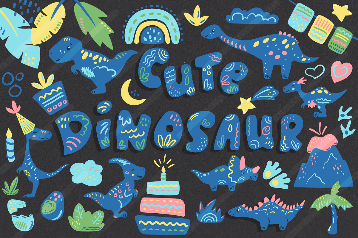 Cute Dinosaur Vector Clipart, an Animal Illustration by RabbitAndPencil (Photo 4 of 10)