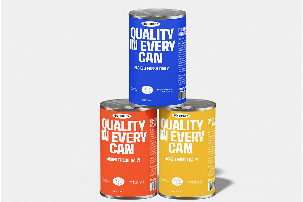 Food Can Mockup, a Packaging Mockup by Unerispace (Photo 2 of 5)