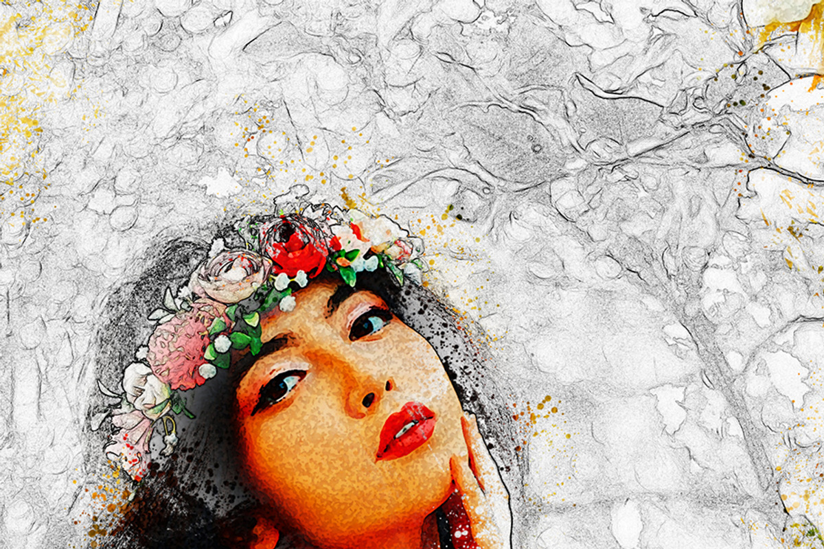 Watercolor Sketch Photoshop Action, an Action Add-On by Grishka89 (Photo 9 of 9)