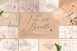SALE Line Art Floral Graphic Bundle, a Graphic by Olya Creative