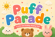 Puff Parade - Modern Kids Font, a Handwritten Font by overlaytemplates (Thumbnail 1 of 5)