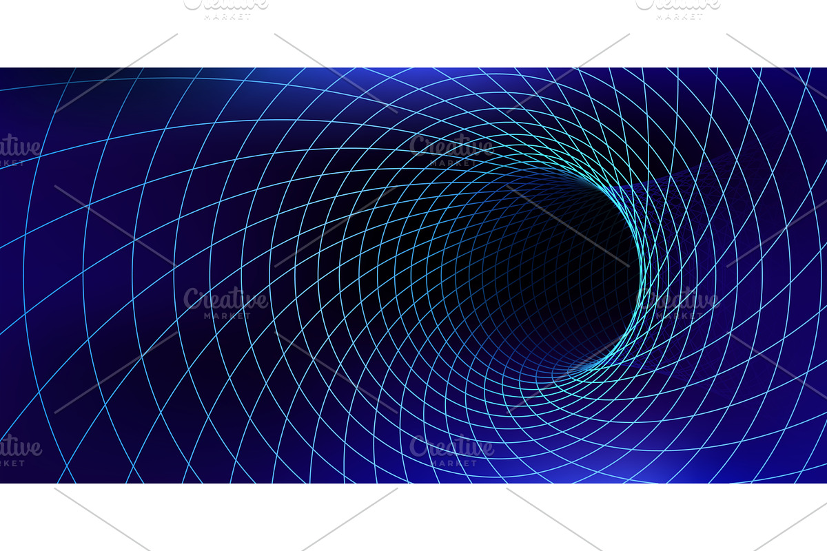 Time vortex tunnel with grid lines, a Technology Illustration by Buch&Bee