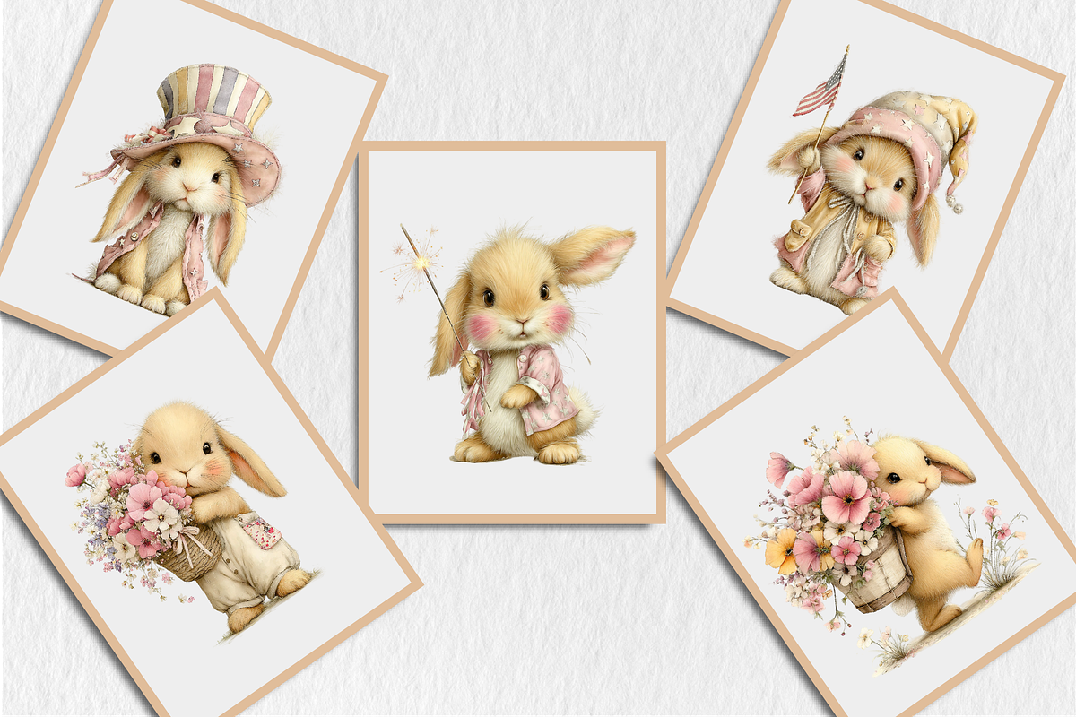 Whimsical 4th Of July Bunny Clipart, a Seasonal Illustration by Rose Art (Photo 5 of 6)