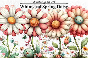 Whimsical Spring Daisy Clipart, a Seasonal Illustration by HueNestify