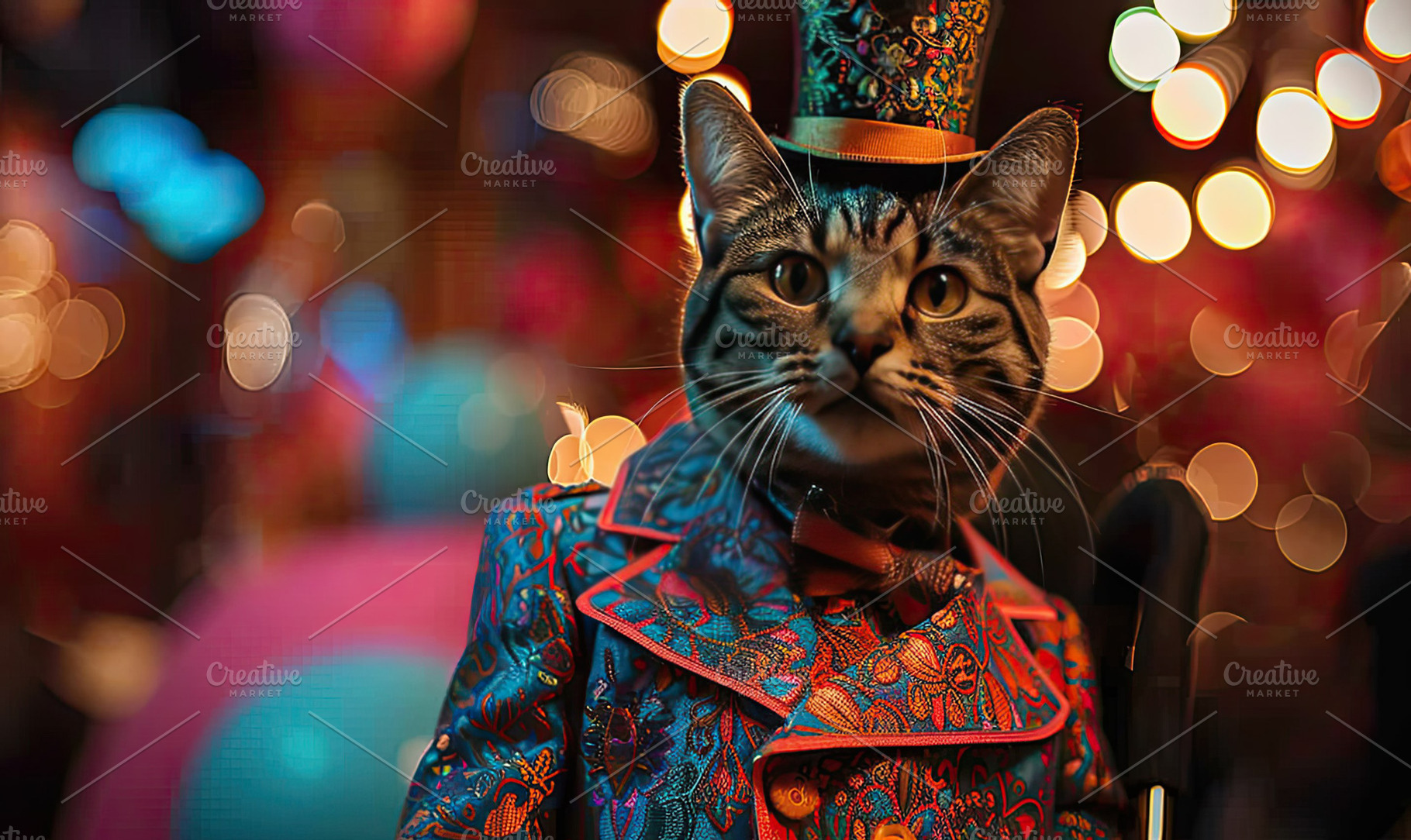 A portrait of a cat dressed in elabo, a Photo by LOGOCREATIVE