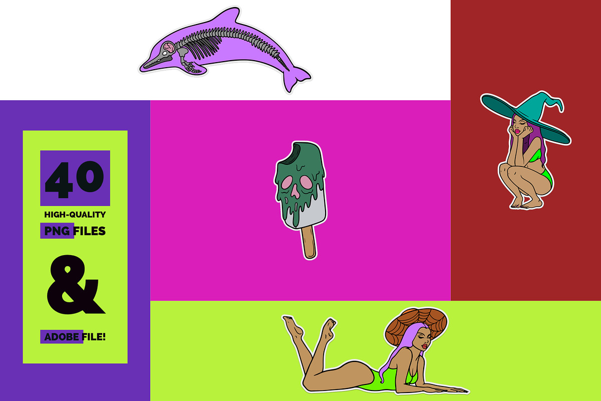 Summerween Hot Ghoul Vector Stickers, an Object Graphic by Jakayla Digital Co (Photo 2 of 7)