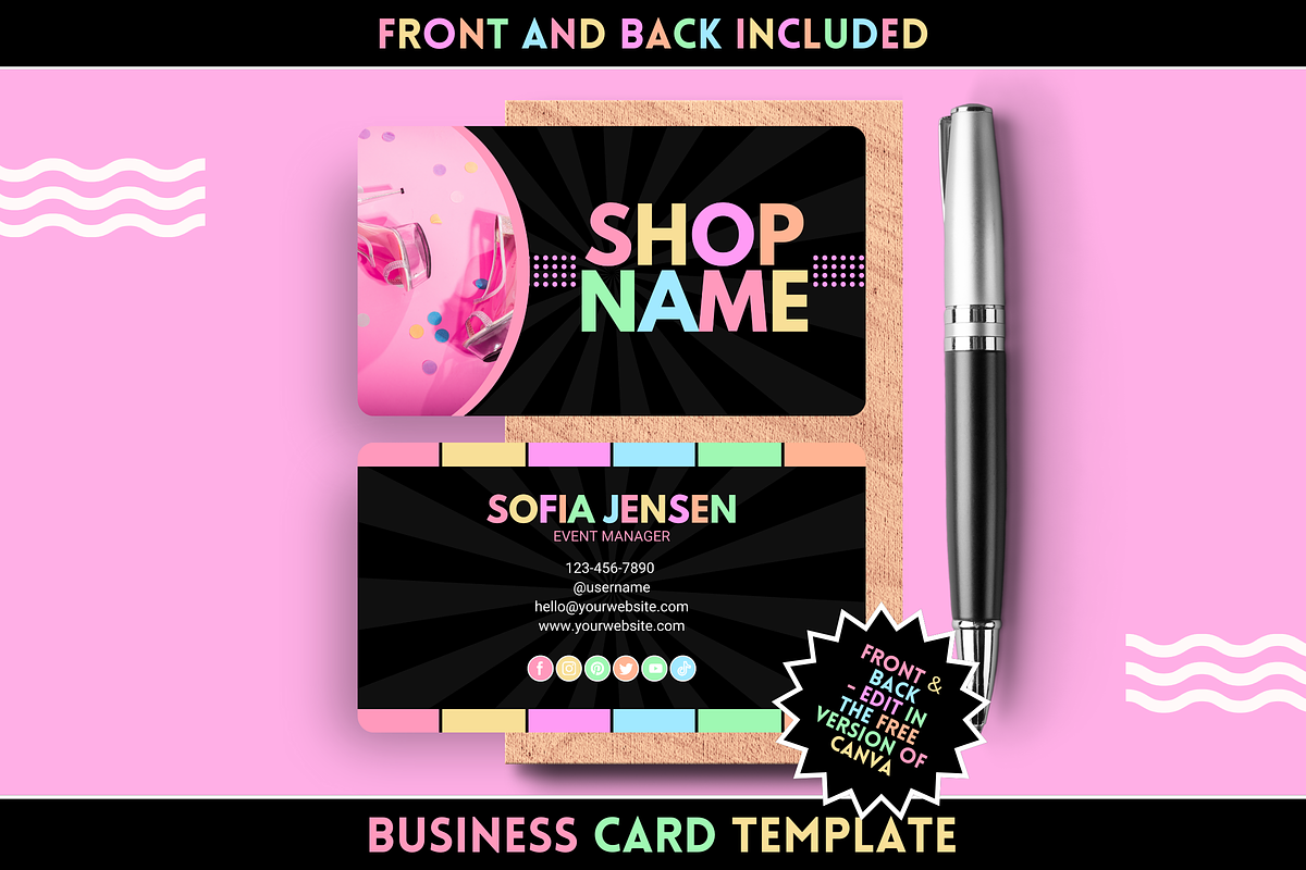 Pastel Neon Business Card, a Business Card Template by SunshineStudioBoutique (Photo 1 of 9)