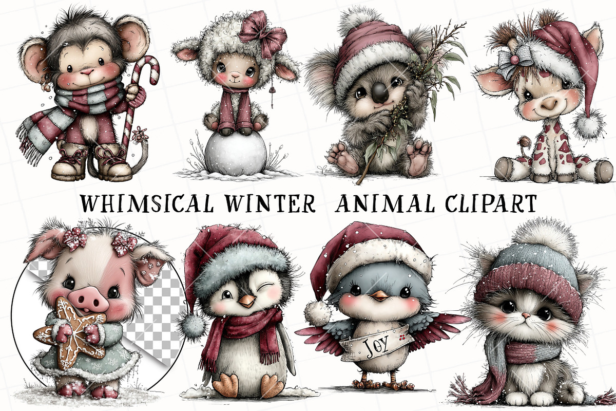 Whimsical Winter  Animal Clipart, an Illustration by OK Design (Photo 2 of 6)