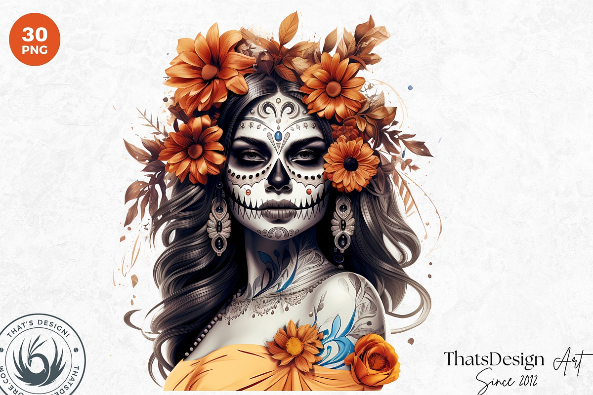 La Catrina Day of the Dead Clipart, a Person Illustration by ThatsDesignArt (Photo 9 of 10)