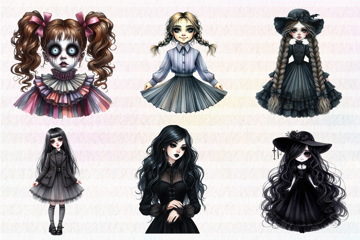 Halloween Girl Watercolor Clipart, an Illustration by CreationArt (Photo 2 of 4)